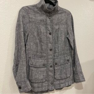 CASLON 100% Linen Charcoal Field Jacket PETITE XXS